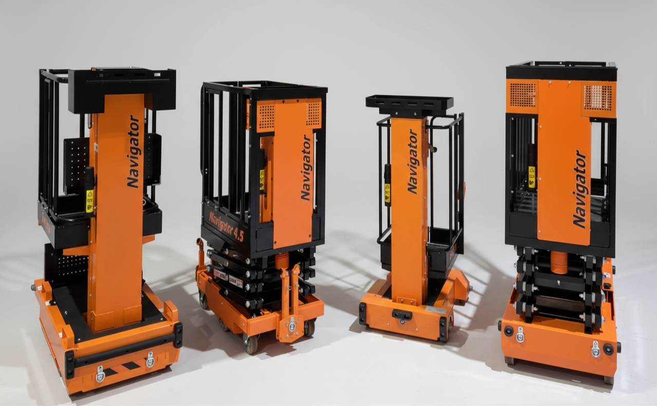 Four orange and black Navigator access platforms